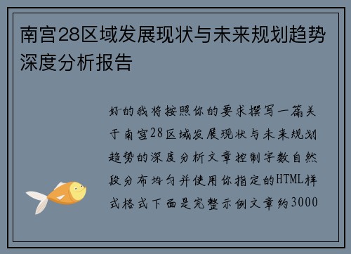 南宫28区域发展现状与未来规划趋势深度分析报告